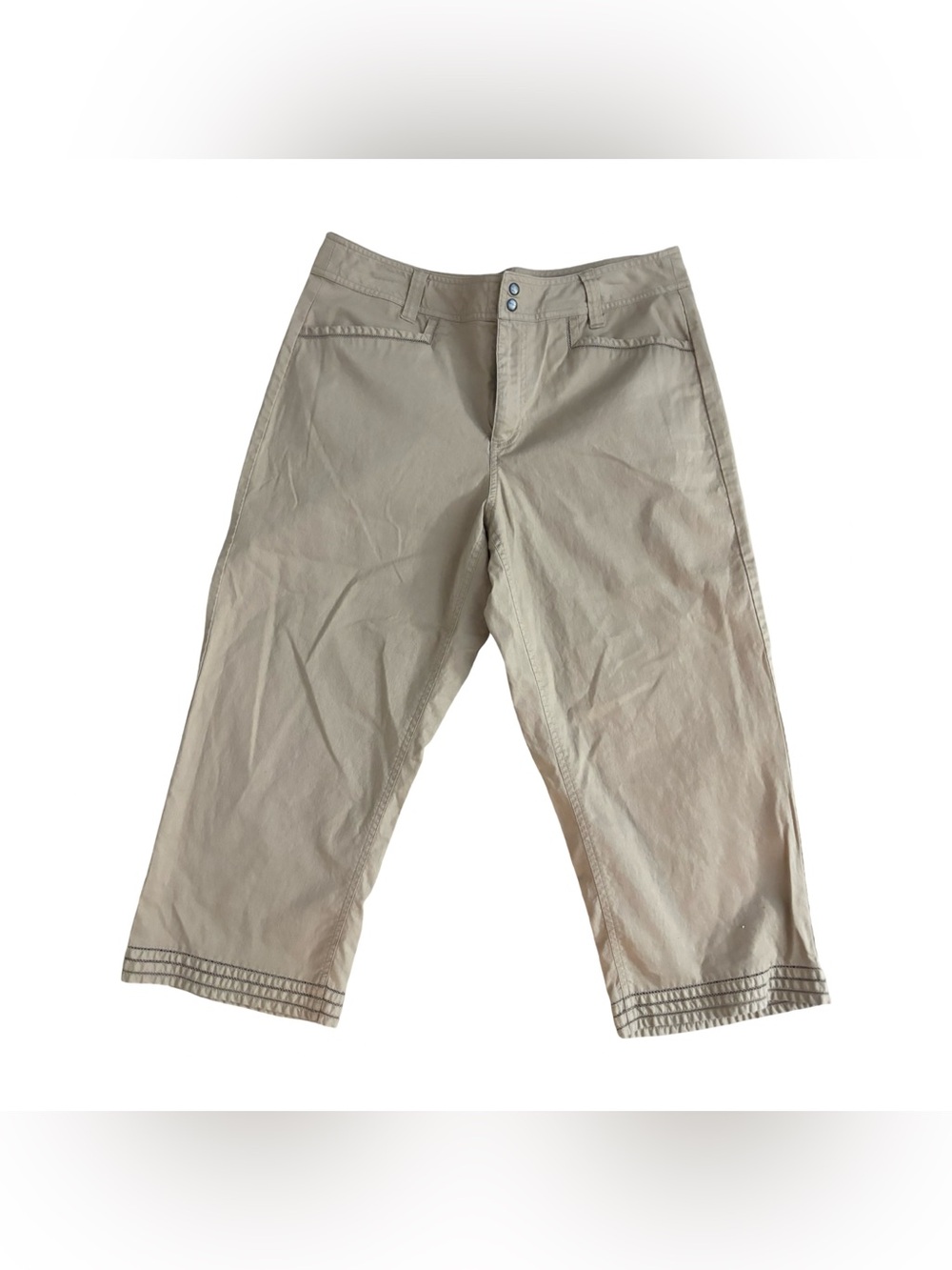 Coldwater Creek VTG Y2K Resort Tan Casual Minimalist Coastal Capri Pants Size 12